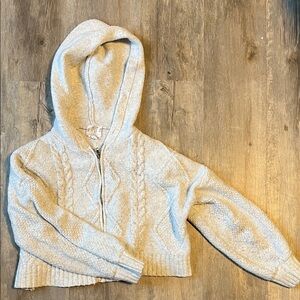 Hippie Rose Light Grey Knit Hooded Jacket COMFY
